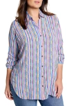 Nic + Zoe Solstice Stripe Shirt In Purple Multi
