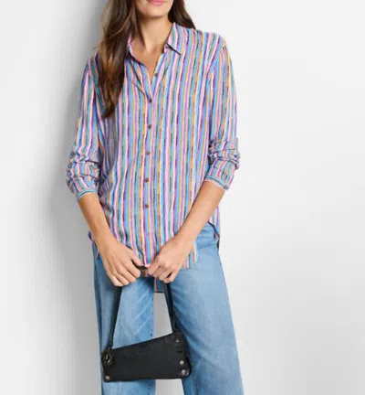 NIC + ZOE SOLSTICE STRIPE SHIRT IN PURPLE MULTI