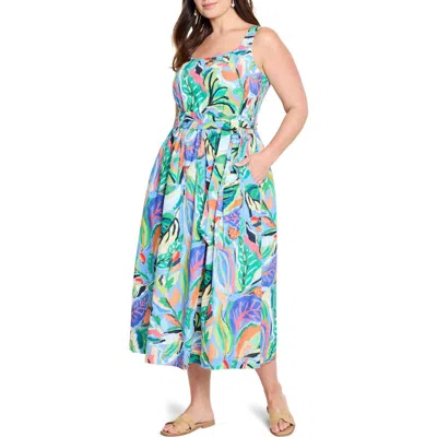 Nic + Zoe Nic+zoe Sophie Island Beat Cotton Midi Sundress In Multi