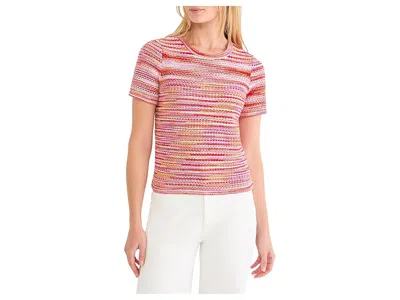 Nic + Zoe Spacedye Tuck Stitch Sweater T-shirts In Red