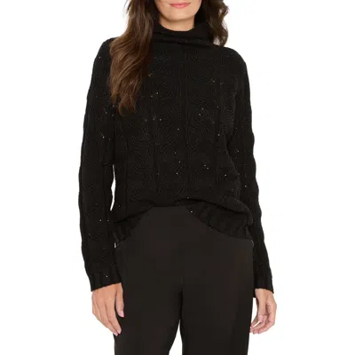 NIC + ZOE NIC+ZOE SPARKLE CABLE STITCH COTTON BLEND SWEATER
