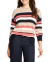 Nic + Zoe Nic+zoe Speckled Knit Striped Sweater In Multi