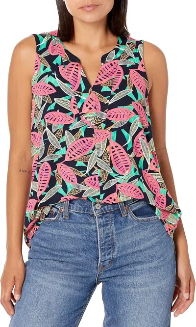 Nic + Zoe Split Neck Sleeveless Tank In Pink Multi