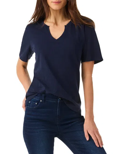 Nic + Zoe Nic+zoe Split Neck T-shirt In Blue