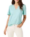 Nic + Zoe Split Neck Tee In Coast In Blue