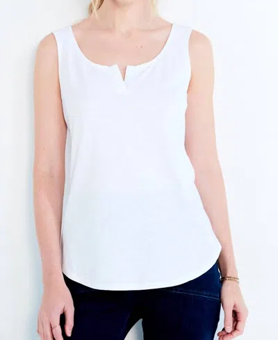Nic + Zoe Split Neck Tank In Paper White