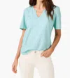 Nic + Zoe Split Neck Tee In Coast In Green