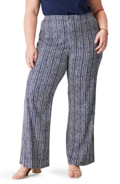 Nic + Zoe Spring Rain Wide Leg Pants In Indigo Multi