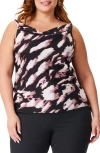 Nic + Zoe Nic+zoe Spring Shadow Cowl Neck Tank In Black Multi