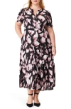 Nic + Zoe Nic+zoe Spring Shadow Daydream Tiered Midi Dress In Black Multi