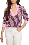 Nic + Zoe Nic+zoe Jacquard Mesh Squiggly Pullover In Pink Multi