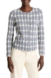 Nic + Zoe Stacked Medallions Knit Jacket In Indigo Multi In Indigo Multi