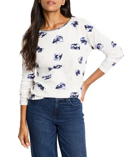 Nic + Zoe Stamped Floral Waffle T-shirt In White