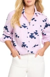 Nic + Zoe Stamped Plus Stripe Woven Shirt In Pink Multi