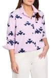 Nic + Zoe Stamped Plus Stripe Woven Shirt In Pink Multi