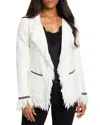 Nic + Zoe Statement Fringe Mix Knit Jacket In Classic Cream