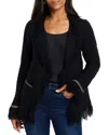 Nic + Zoe Nic+zoe Statement Fringe Mix Knit Jacket In Black Onyx