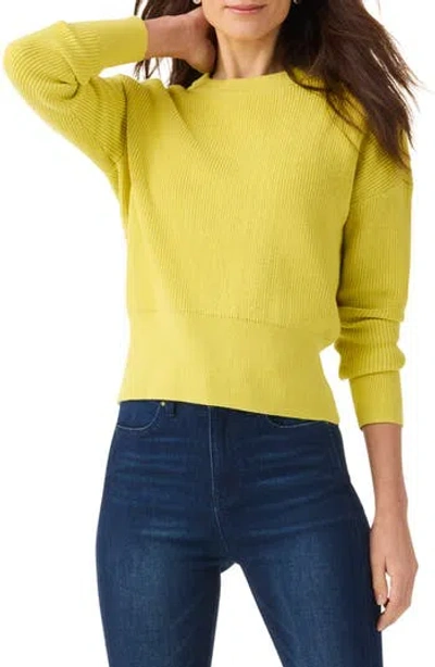 Nic + Zoe Nic+zoe Stitch Crewneck Sweater In Yellow