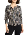 Nic + Zoe Nic+zoe Stitch Print Snap It Up Cardigan In Blue