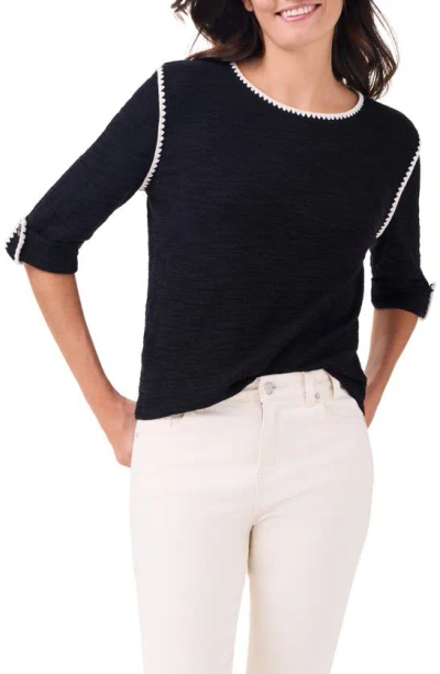 Nic + Zoe Stitched Up Sweater In Black Onyx
