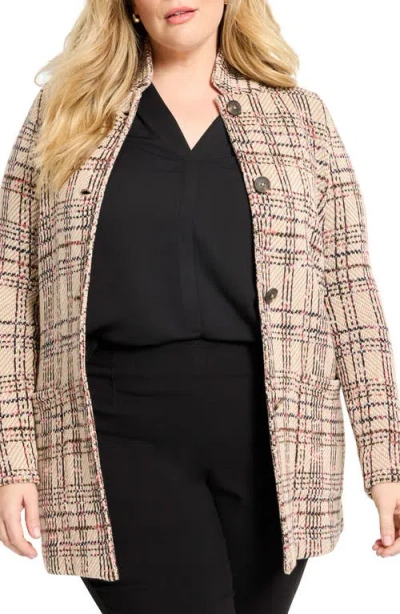 Nic + Zoe Nic+zoe Stitchy Plaid Cotton Knit Blazer In Multi