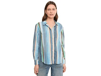 Nic + Zoe Stripe Core Cotton Shirt Women's Clothing Blue Multi: Xl