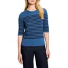 Nic + Zoe Nic+zoe Stripe Cotton Blend Sweater In Blue