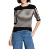 Nic + Zoe Nic+zoe Stripe Cotton Blend Sweater In Black