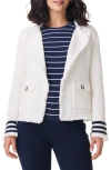 Nic + Zoe Nic+zoe Petite Subtle Stripe Fringe Mix Knit Jacket In Cream Multi
