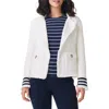 Nic + Zoe Nic+zoe Petite Subtle Stripe Fringe Mix Knit Jacket In Cream Multi