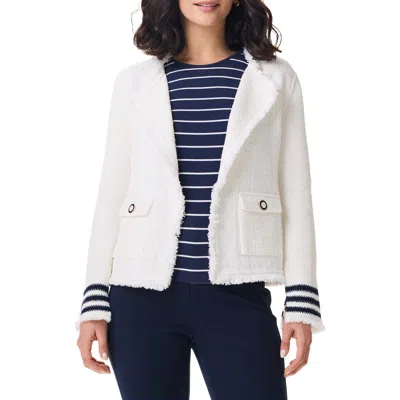 NIC + ZOE NIC+ZOE STRIPE CUFF FRINGE MIX KNIT JACKET