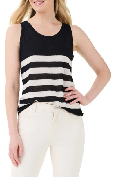 Nic + Zoe Stripe Featherweight Tank In Black Multi