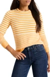 Nic + Zoe Nic+zoe Stripe High-low Cotton Blend Sweater In Orange Multi