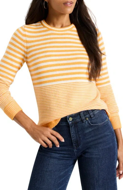Nic + Zoe Nic+zoe Stripe High-low Cotton Blend Sweater In Orange Multi