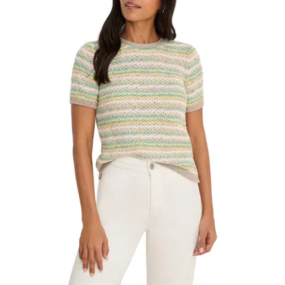 Nic + Zoe Nic+zoe Stripe Knit Cotton Blend Sweater In Brown