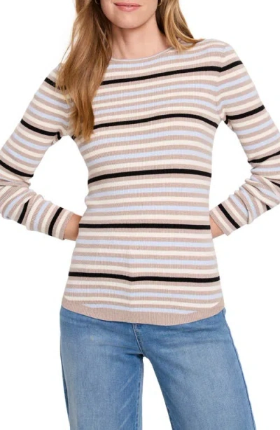 Nic + Zoe Nic+zoe Stripe Long Sleeve T-shirt In Blue Multi