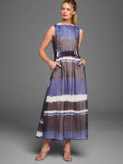 Nic + Zoe Stripe Luna Dress In Blue Multi