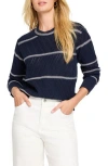 Nic + Zoe Pointelle Stripe Sweater In Navy In Multi