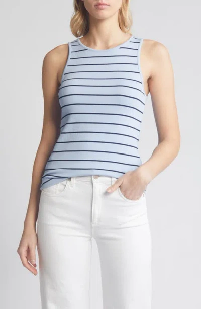 Nic + Zoe Women's Striped High-neck Tank In Blue Multi