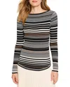 Nic + Zoe Stripe Ribbed Sweater T-shirt In Black Multi