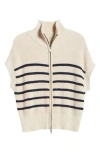 Nic + Zoe Nic+zoe Stripe Shaker Zip Cardigan In Neutral Multi