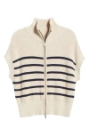 Nic + Zoe Nic+zoe Stripe Shaker Zip Cardigan In Neutral Multi