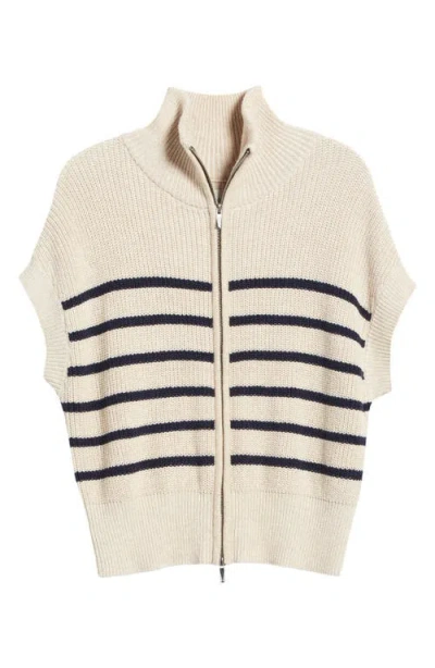 Nic + Zoe Nic+zoe Stripe Shaker Zip Cardigan In Neutral Multi