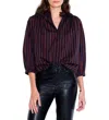 Nic + Zoe Nic+zoe Stripe Stroll Cotton & Silk Blouse In Blue