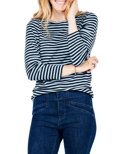 Nic + Zoe Nic+zoe Striped Bracelet Sleeve Boat T-shirt In Blue