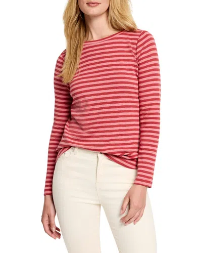 Nic + Zoe Nic+zoe Striped Bracelet Sleeve Boat T-shirt In Red
