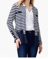 Nic + Zoe Nic+zoe City Charm Zip Knit Blazer In Blue
