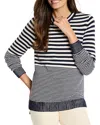 Nic + Zoe Petite Cashmere-blend Striped Sweater In Indigo Multi