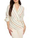 Nic + Zoe Nic+zoe Weekly Wrap Stripe Wrap Top In Neutral Multi