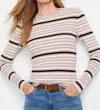 Nic + Zoe Striped Ribbed Sweater Tee In Blue Multi In Multi